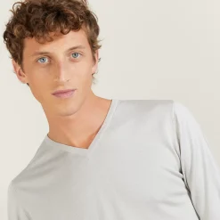 Maison Montagut Pulls>Pull Col V En Laine Et Soie - Basil