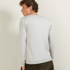 Maison Montagut Pulls>Pull Col V En Laine Et Soie - Basil