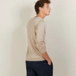 Maison Montagut Pulls>Pull Col V En Laine Et Soie - Basil
