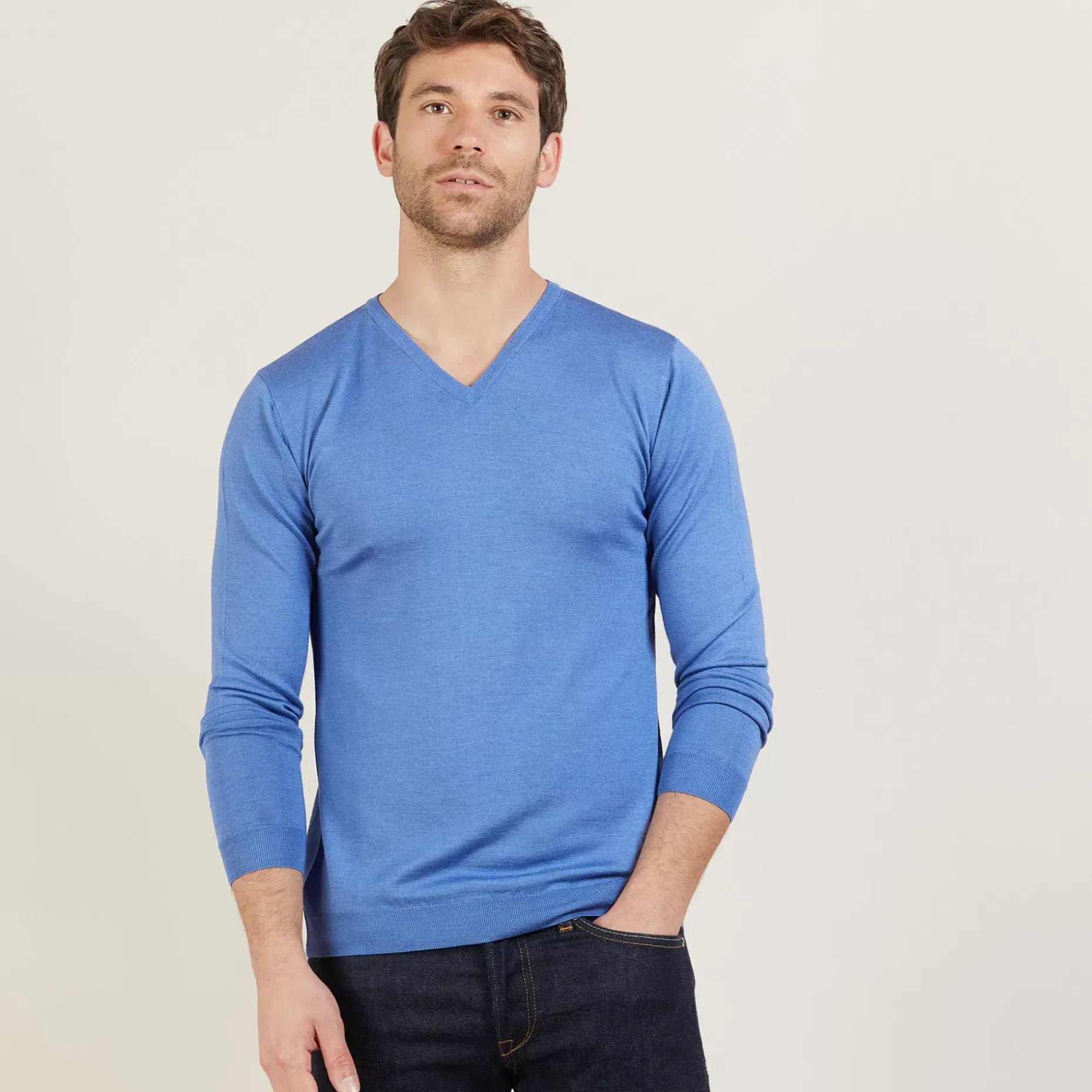 Maison Montagut Pulls>Pull Col V En Laine Et Soie - Bessie