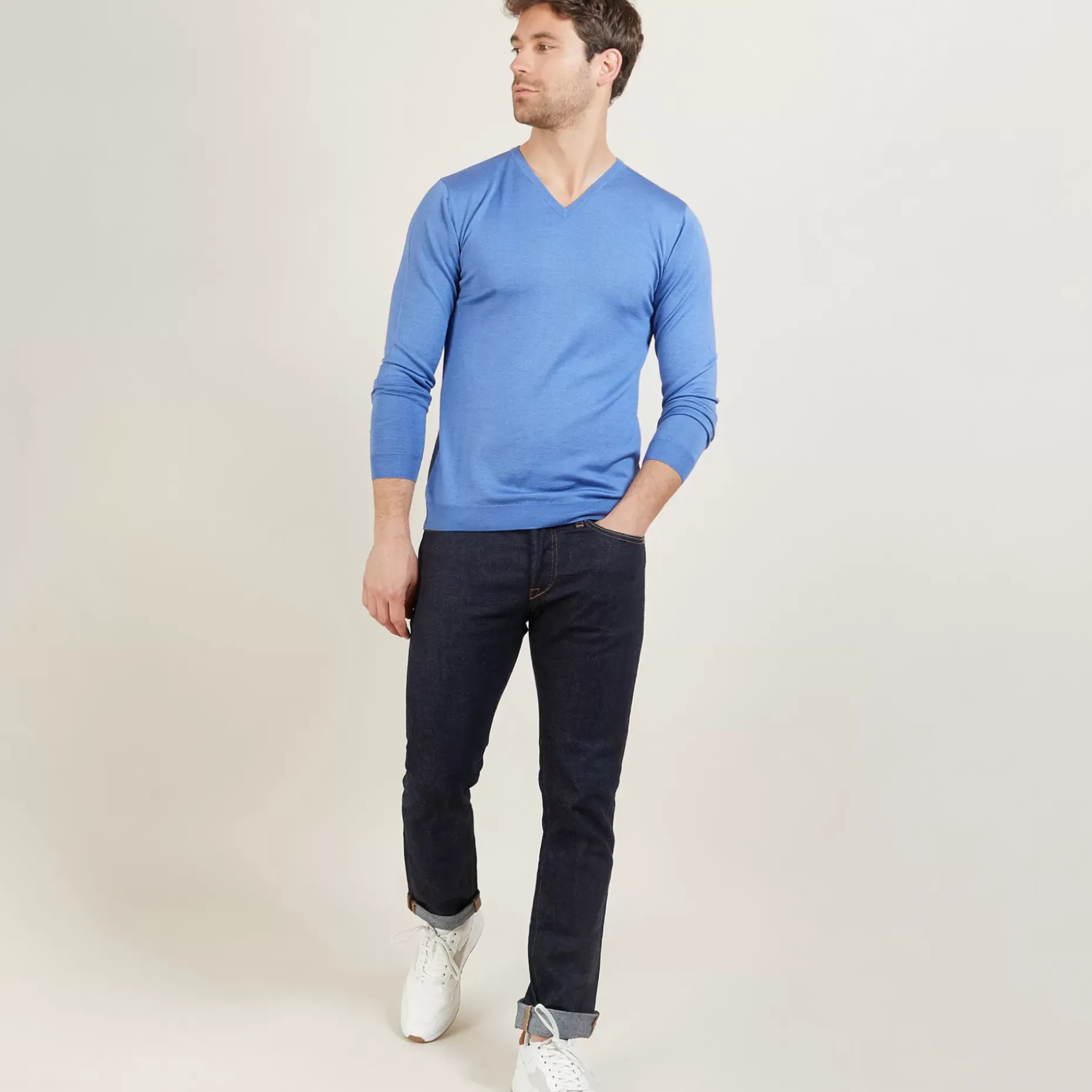 Maison Montagut Pulls>Pull Col V En Laine Et Soie - Bessie