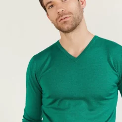 Maison Montagut Pulls>Pull Col V En Laine Et Soie - Bessie