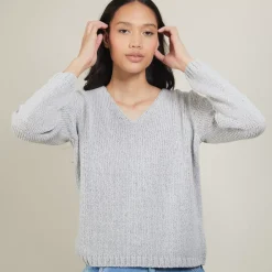 Maison Montagut Pulls>Pull Col V En Laine Et Soie - Blovis