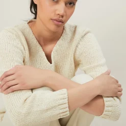 Maison Montagut Pulls>Pull Col V En Laine Et Soie - Blovis