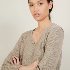 Maison Montagut Pulls>Pull Col V En Laine Et Soie - Blovis
