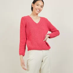Maison Montagut Pulls>Pull Col V En Laine Et Soie - Blovis