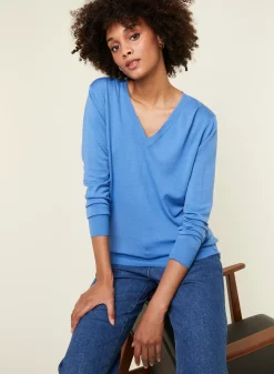Maison Montagut Pulls>Pull Col V En Laine Merinos - Arya