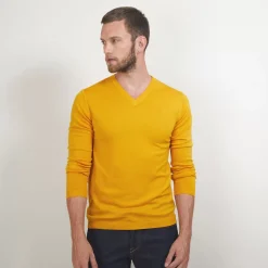 Maison Montagut Pulls>Pull Col V En Laine Merinos - Badyss