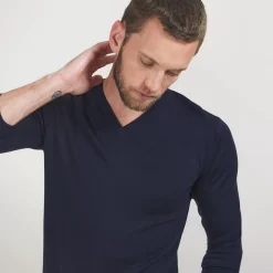 Maison Montagut Pulls>Pull Col V En Laine Merinos - Badyss