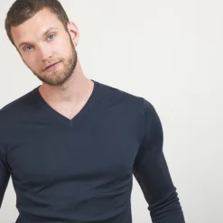 Maison Montagut Pulls>Pull Col V En Laine Merinos - Badyss