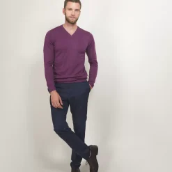 Maison Montagut Pulls>Pull Col V En Laine Merinos - Badyss