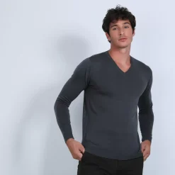 Maison Montagut Pulls>Pull Col V En Laine Merinos - Badyss