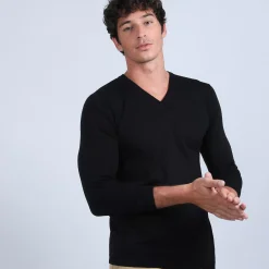 Maison Montagut Pulls>Pull Col V En Laine Merinos - Badyss