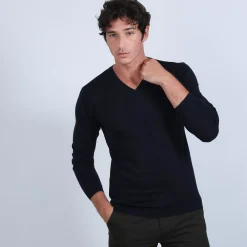Maison Montagut Pulls>Pull Col V En Laine Merinos - Badyss