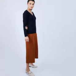 Maison Montagut Pulls>Pull Col V En Laine Merinos - Bahia
