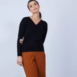 Maison Montagut Pulls>Pull Col V En Laine Merinos - Barbara