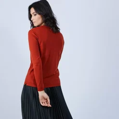 Maison Montagut Pulls>Pull Col V En Laine Merinos - Barbara