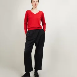 Maison Montagut Pulls>Pull Col V En Laine Merinos - Boule