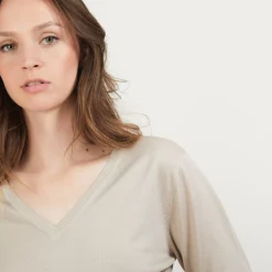 Maison Montagut Pulls>Pull Col V En Laine Merinos - Boule