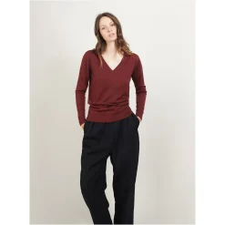 Maison Montagut Pulls>Pull Col V En Laine Merinos - Boule