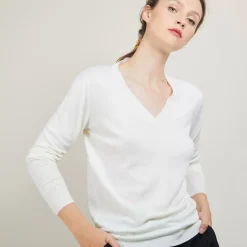 Maison Montagut Pulls>Pull Col V En Laine Merinos - Boule