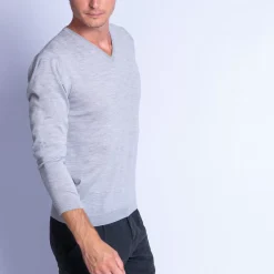 Maison Montagut Pulls>Pull Col V En Laine Merinos - Fox