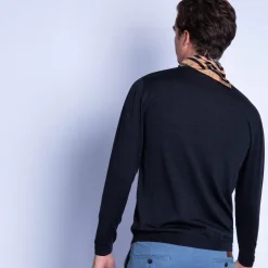 Maison Montagut Pulls>Pull Col V En Laine Merinos - Fox