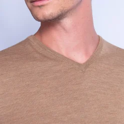 Maison Montagut Pulls>Pull Col V En Laine Merinos - Fox