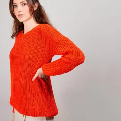 Maison Montagut Pulls>Pull Col V En Maille Cotelee - Bulle