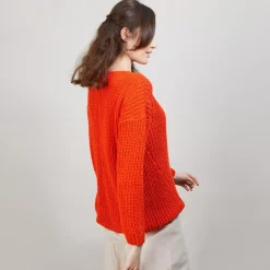 Maison Montagut Pulls>Pull Col V En Maille Cotelee - Bulle