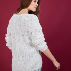 Maison Montagut Pulls>Pull Col V En Maille Cotelee - Bulle