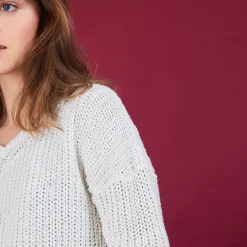 Maison Montagut Pulls>Pull Col V En Maille Cotelee - Bulle