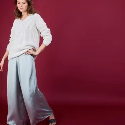 Maison Montagut Pulls>Pull Col V En Maille Cotelee - Bulle