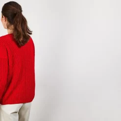 Maison Montagut Pulls>Pull Col V En Maille Cotelee - Bulle
