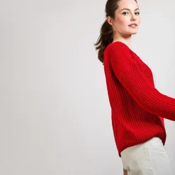 Maison Montagut Pulls>Pull Col V En Maille Cotelee - Bulle