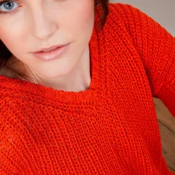 Maison Montagut Pulls>Pull Col V En Maille Cotelee - Bulle
