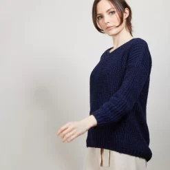 Maison Montagut Pulls>Pull Col V En Maille Cotelee - Bulle