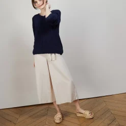 Maison Montagut Pulls>Pull Col V En Maille Cotelee - Bulle