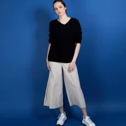 Maison Montagut Pulls>Pull Col V En Maille Cotelee - Bulle