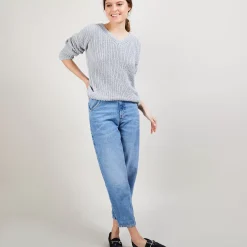 Maison Montagut Pulls>Pull Col V En Maille Cotelee - Bulle