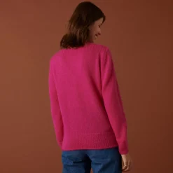 Maison Montagut Pulls>Pull Col V En Mohair Finitions Bords Cotes - Astrid