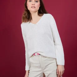 Maison Montagut Pulls>Pull Col V En Soie Coton Et Laine - Blovis