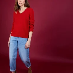 Maison Montagut Pulls>Pull Col V En Soie Coton Et Laine - Blovis
