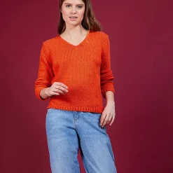 Maison Montagut Pulls>Pull Col V En Soie Coton Et Laine - Blovis