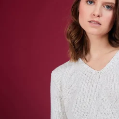Maison Montagut Pulls>Pull Col V En Soie Coton Et Laine - Blovis