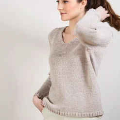 Maison Montagut Pulls>Pull Col V En Soie Coton Et Laine - Blovis