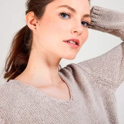 Maison Montagut Pulls>Pull Col V En Soie Coton Et Laine - Blovis