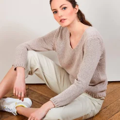 Maison Montagut Pulls>Pull Col V En Soie Coton Et Laine - Blovis