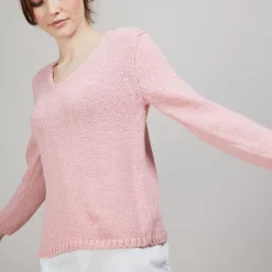 Maison Montagut Pulls>Pull Col V En Soie Coton Et Laine - Blovis