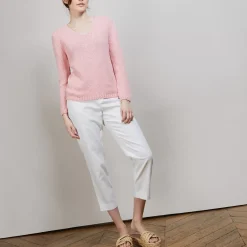Maison Montagut Pulls>Pull Col V En Soie Coton Et Laine - Blovis
